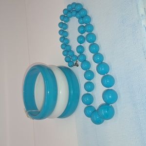 80s Vintage blue necklace and bangles